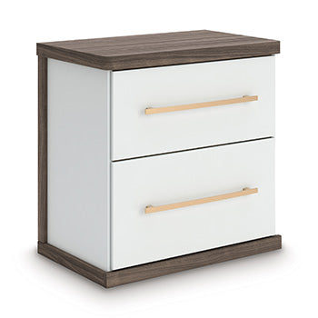 Two Drawer Night Stand Kendanport Brown/White