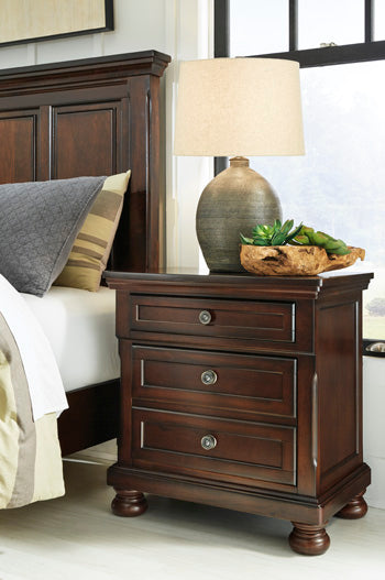 Two Drawer Night Stand Porter Rustic Brown