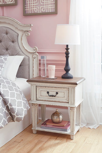One Drawer Night Stand Realyn Chipped White