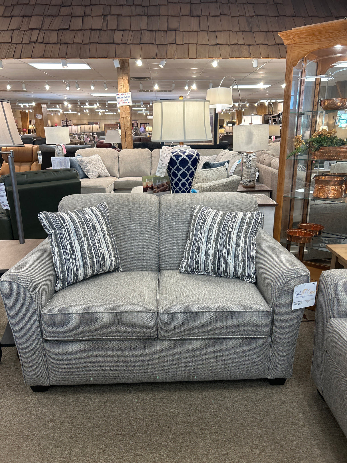 Closeout Smyrna Sofa/Loveseat Set Invitation Tweed