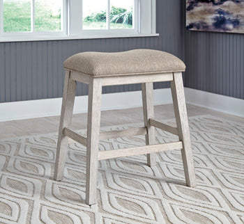 Upholstered Stool (2/CN) Skempton White/Light Brown