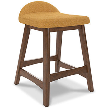Upholstered Barstool (2/CN) Lyncott Mustard/Brown