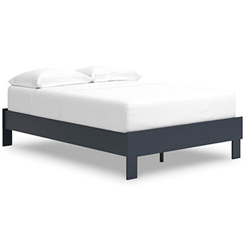 Full Platform Bed Simmenfort Navy Blue