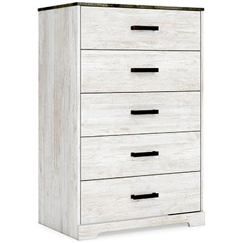 Five Drawer Chest Shawburn Whitewash/Charcoal Gray
