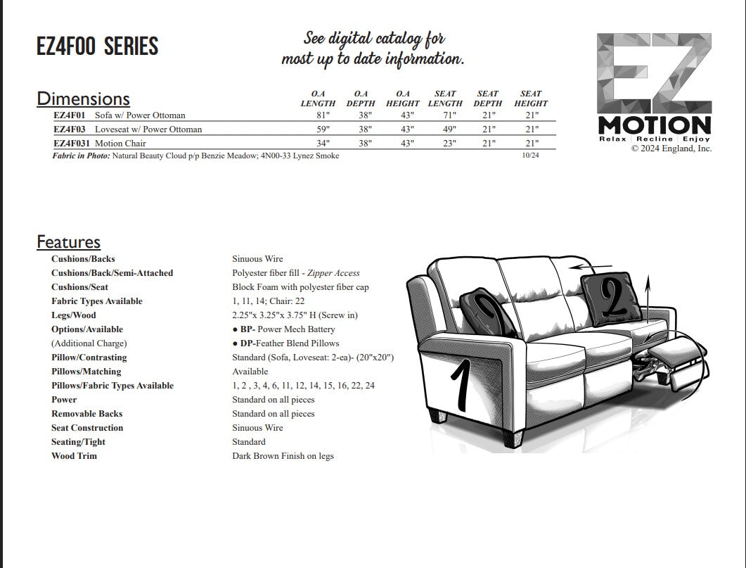 EZ4F00 Loveseat Reclining Power