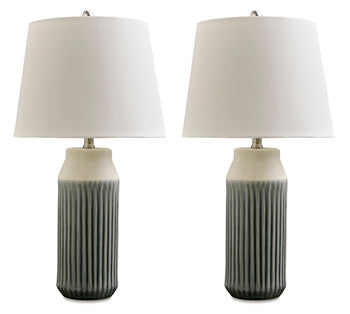 Ceramic Table Lamp (2/CN) Afener Blue/Beige