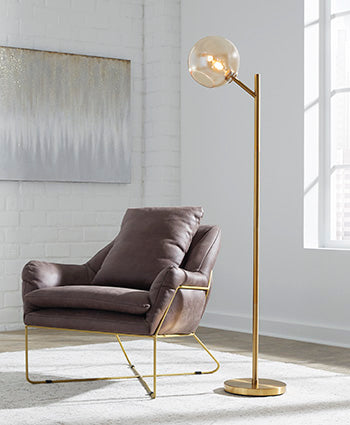 Metal Floor Lamp (1/CN) Abanson Amber/Gold Finish