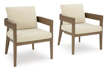 Arm Chair With Cushion (2/CN) Serene Bay Dark Brown/White