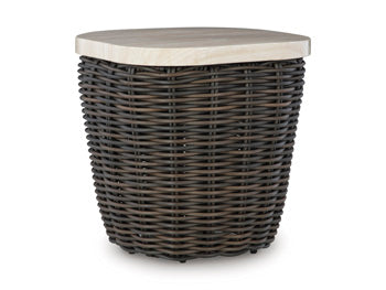 Square End Table Kimora Beige/Dark Brown