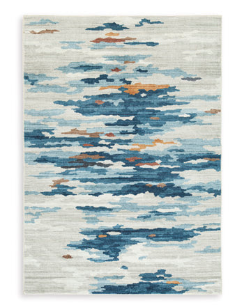 Washable Medium Rug Vinlett Cream/Blue/Brown