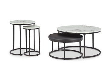 Occasional Nesting TBL (4/CN) Jusmour Black/White