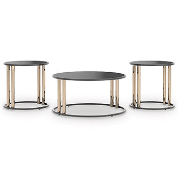 Occasional Table Set (3/CN) Hannerly Black/Gold Finish