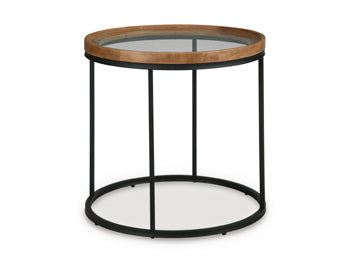 Round End Table Noraluna Medium Brown