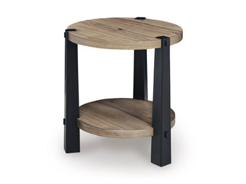 Round End Table Ridgester Light Brown/Black