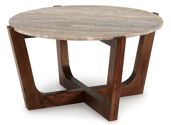 Round Cocktail Table Tanidore Warm Brown