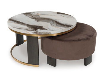 Nesting Cocktail Tables (2/CN) Jazmore Brown/Brass Finish