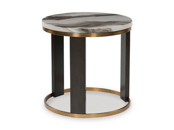 Round End Table Jazmore Brown/Brass Finish