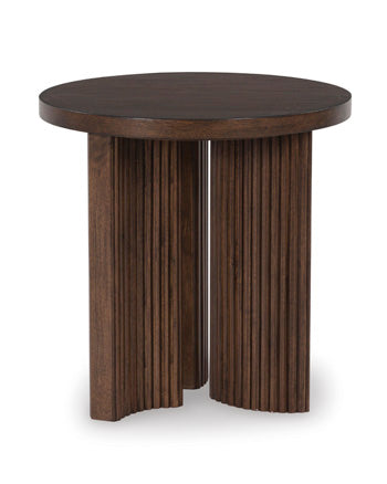 Round End Table Korestone Dark Brown