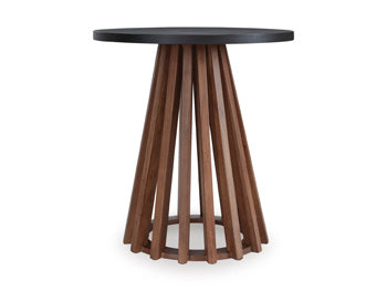 Round End Table Kallari Warm Brown/Black