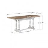 Augusta Rustic Brown/White 84" Tall Table w/18" Leaf