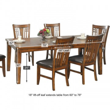 Zahara 78" Leg Table with 18" Leaf