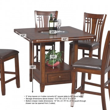 Zahara 60" Round Table with Granite Lazy Susan (36" H)