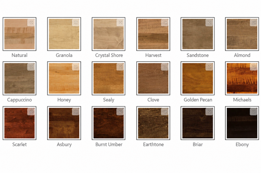 Edited wood finish swatch chart