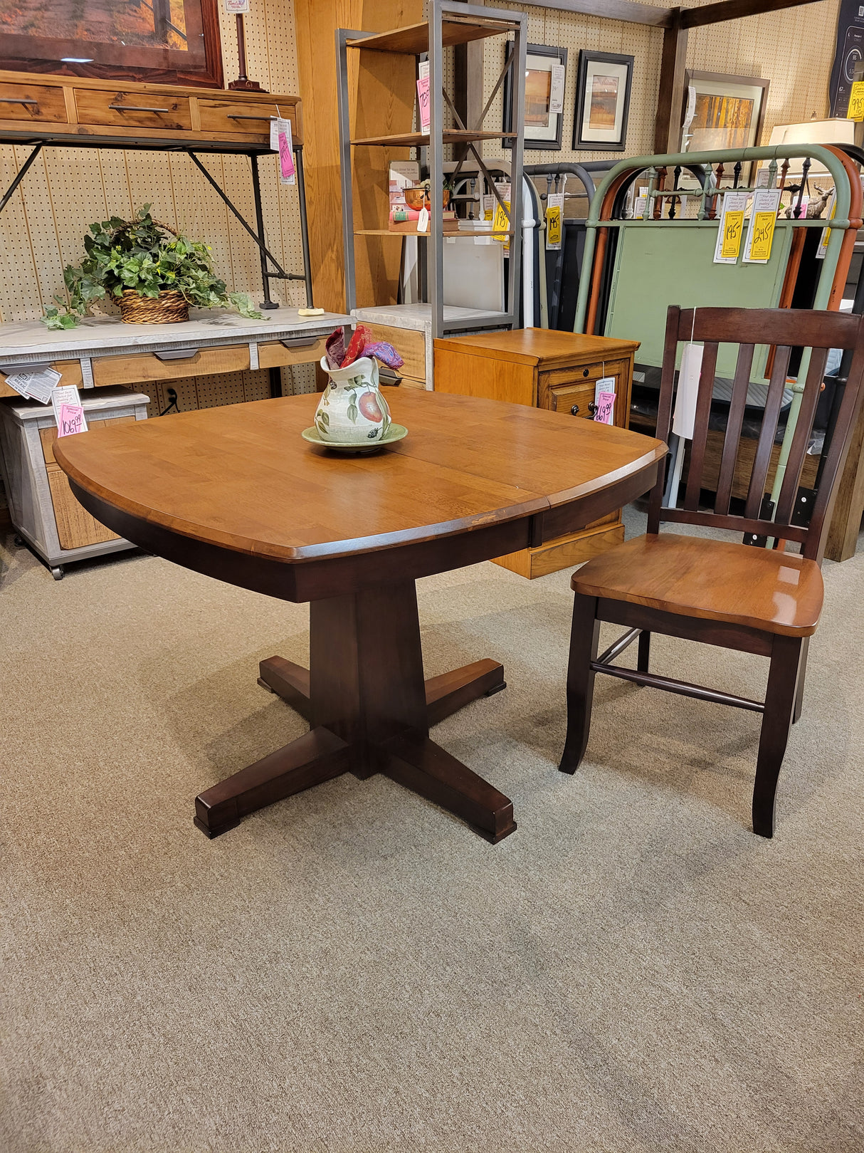 Santa Fe - Chestnut/Espresso 57" Pedestal Table with 15" Butterfly Leaf